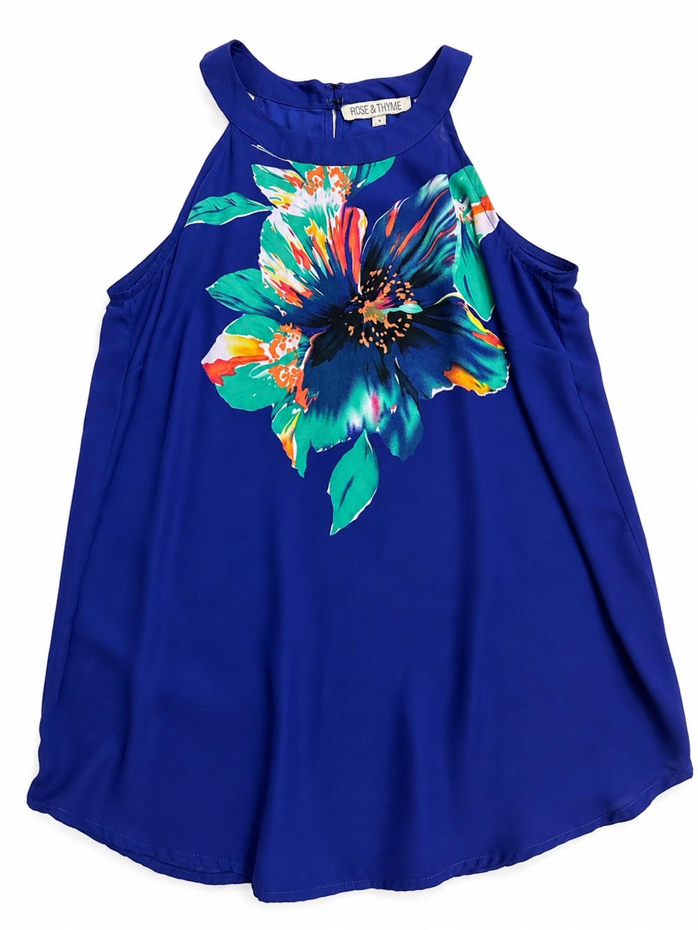 Rose & Thyme Small Blue Floral Top Halter Swing